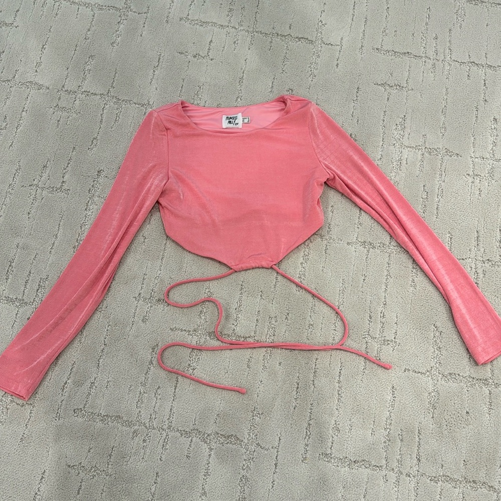 princess polly pink long sleeve crop top